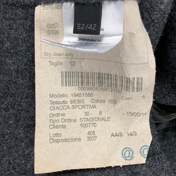 CALVIN KLEIN COLLECTION Size 42 Grey Charcoal Wool Notch Lapel Sport Coat - Picture 5 of 6